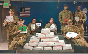 56 care package boxes sent to troops