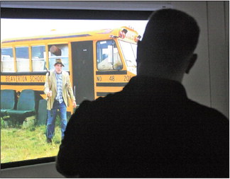 Deputies practice de-escalation on simulator Deputies practice de-escalation on simulator