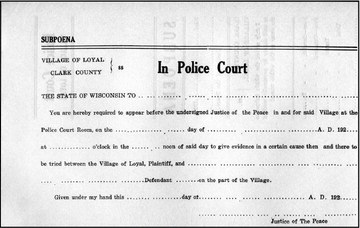 Early Loyal court cases involved illegal liquor and civil matters Early Loyal court cases involved illegal liquor and civil matters