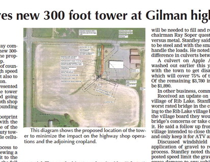 Committee approves new 300 foot tower at Gilman highway shop