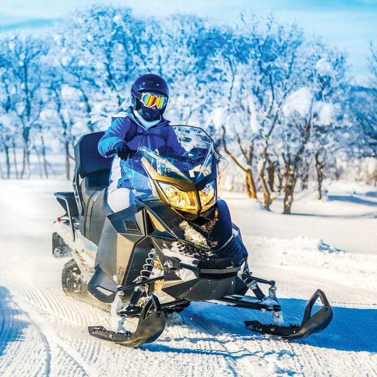 Stay on trails and be wary of ice when snowmobiling