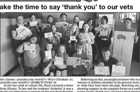 Middle schoolers take the time to say ‘thank you’ to our vets