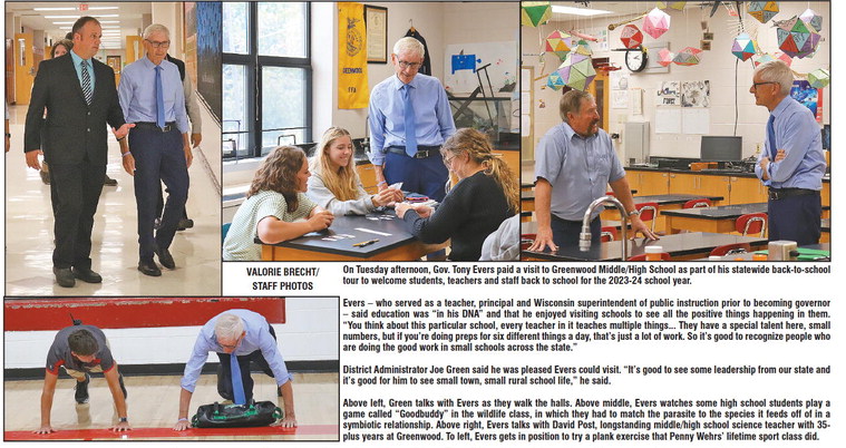 Gov. Evers takes tour of Greenwood Middle/High School