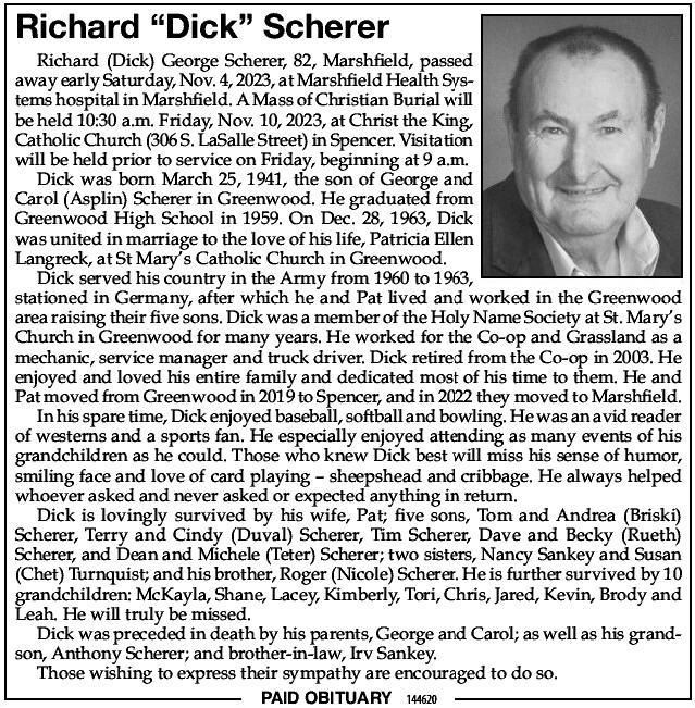 Richard “Dick” Scherer Richard “Dick” Scherer