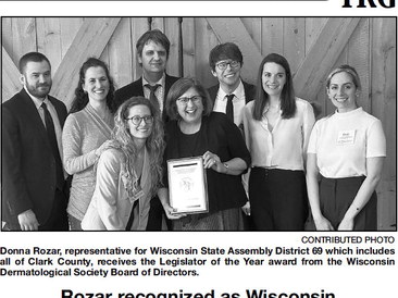 Rozar recognized as Wisconsin  Dermatological Society Legislator of the Year