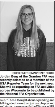 Granton FFA’s Jordan Berg named   USA Reporter