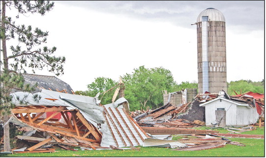 Tornado rips up barns in Rib Falls