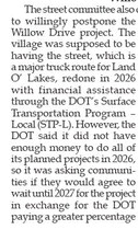 Spencer street committee discusses  bump outs, Willow Drive project,   cost sharing options