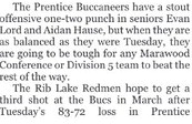 Redmen unable to keep pace in Prentice