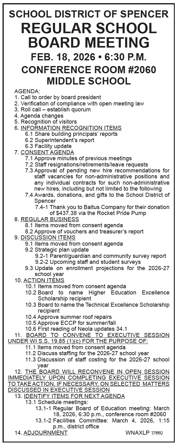 SD of Spencer – Feb. 18