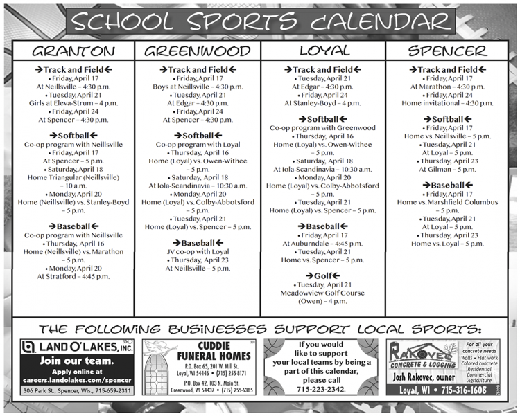 School Sports Calendar