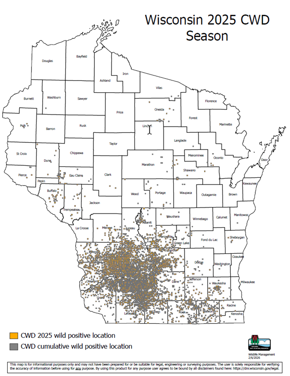 Sampling efforts showing where CWD is appearing
