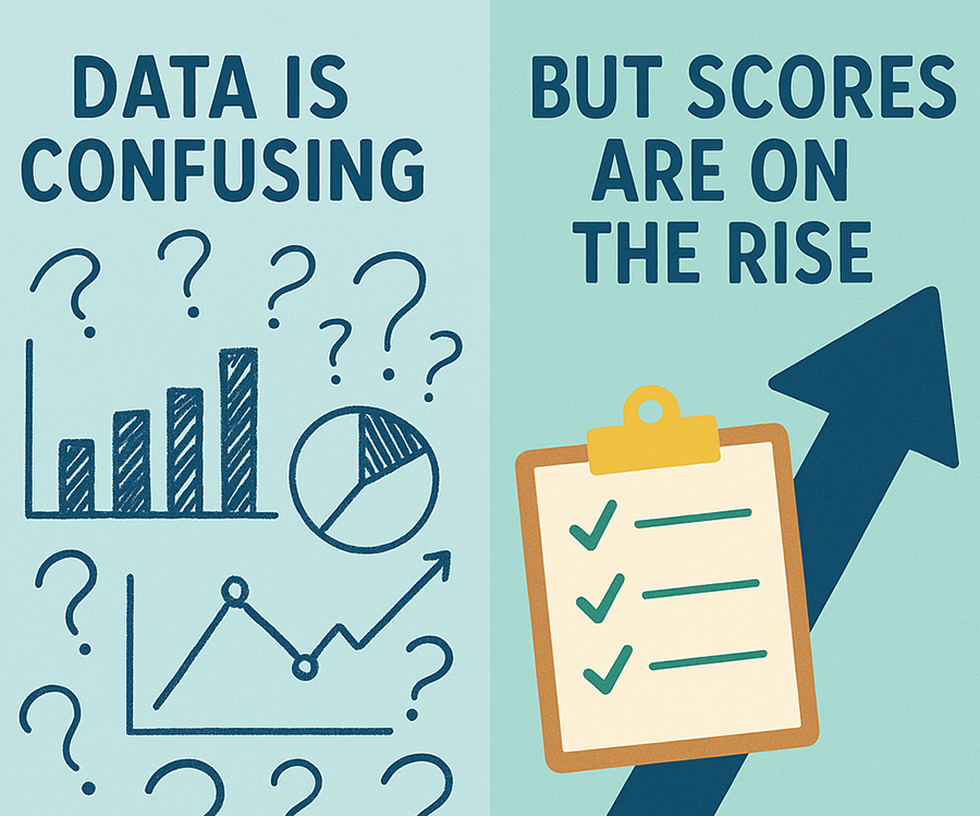 Data is confusing, but scores are on the rise