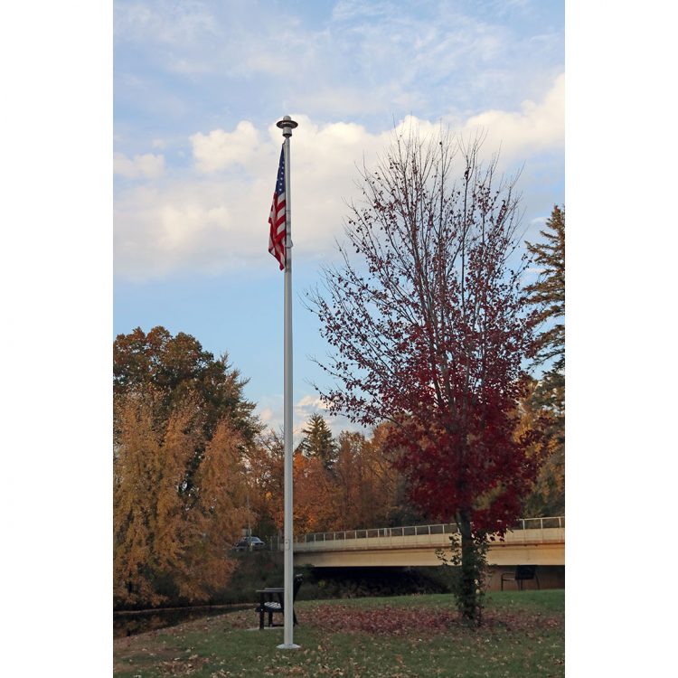 Flag pole by the river perfect for veterans tribute